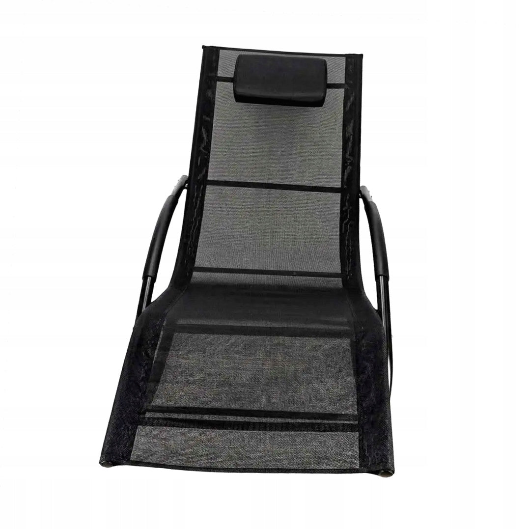 ROCKING GARDEN SUN LOUNGER WITH HEADREST AND ARMRESTS Waterproof BLACK Brand KIK