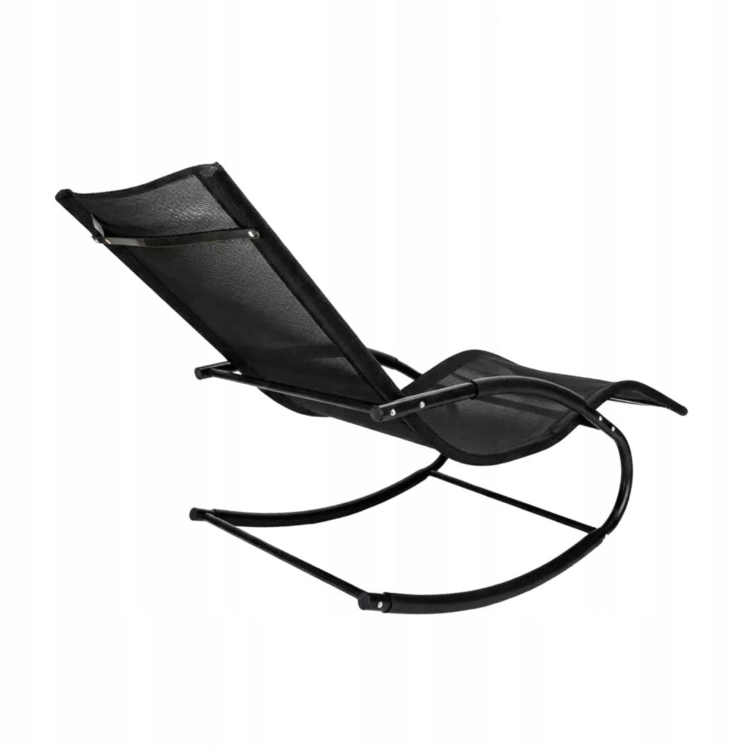 ROCKING GARDEN SUN LOUNGER WITH HEADREST AND ARMRESTS Waterproof BLACK Kind sunbed