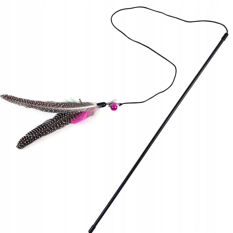 ROD A TOY FOR A CAT WITH FEATHERS, BELLS 100 CM