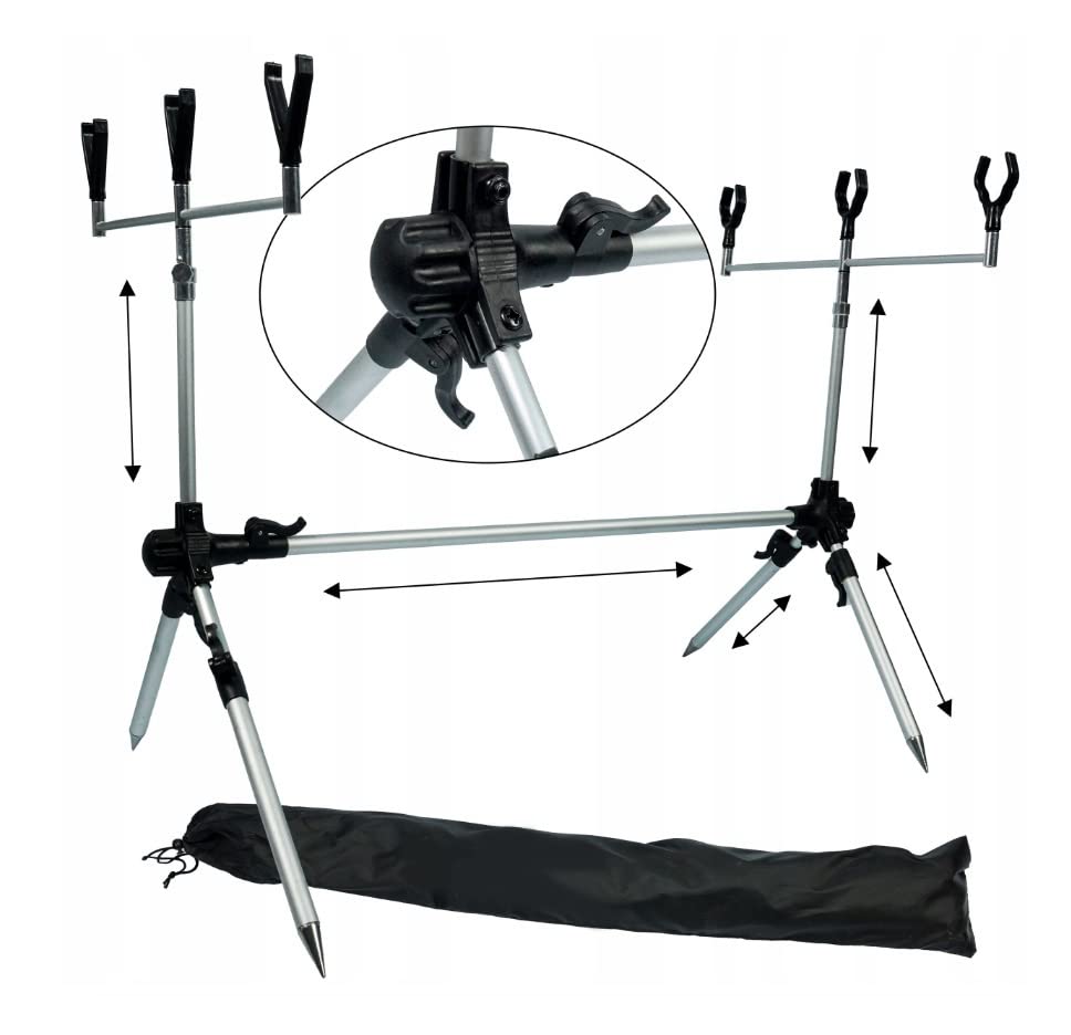 ROD CARP STAND FOR ADJUSTABLE FOR 3 RODS ALUMINIUM SUPPORT 280509