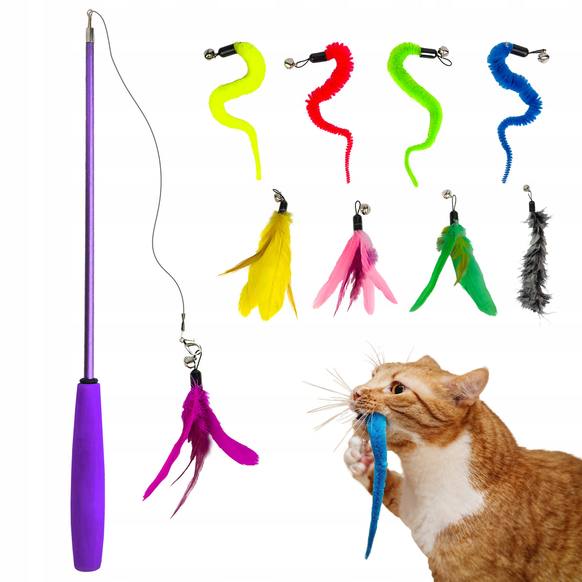 ROD FOR DOMESTIC CAT TOY WITH INTERCHANGEABLE TIPS SET OF 9 PCS. 85CM Manufacturer code 5322