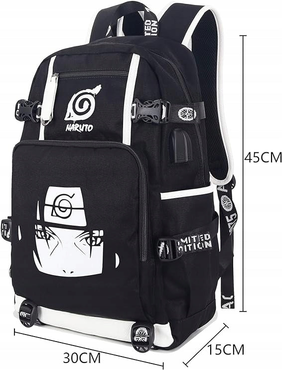 ROFFATIDE CITY SCHOOL BACKPACK NARUTO BLACK AND WHITE USB Manufacturer code EXP