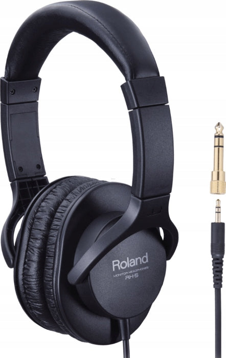 ROLAND RH-5 ON-EAR HEADPHONES CLOSED TO KEYBOARD PIANO ORGAN KEYS