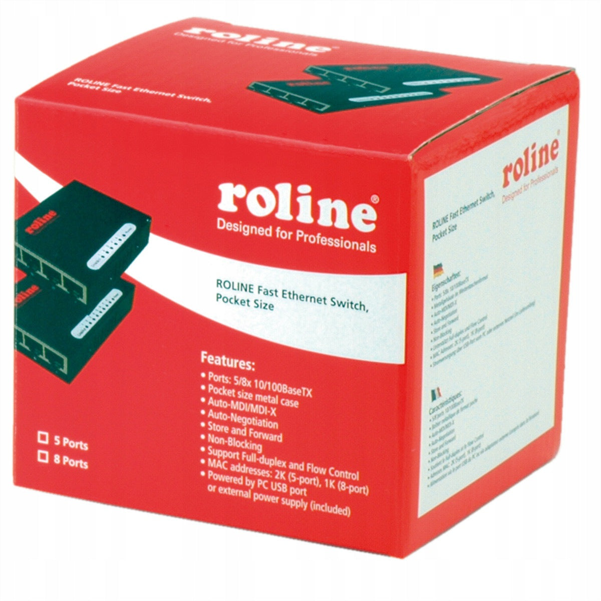 ROLINE Fast Ethernet Switch, Pocket, 5 Ports Manufacturer Roline