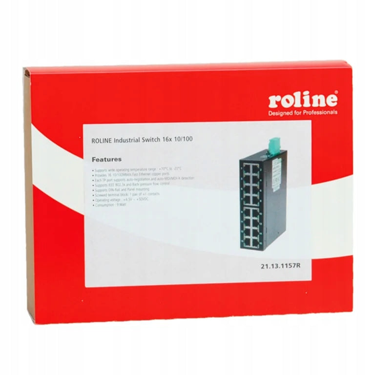 ROLINE Industrial Switch, 16x RJ-45, Unmanaged