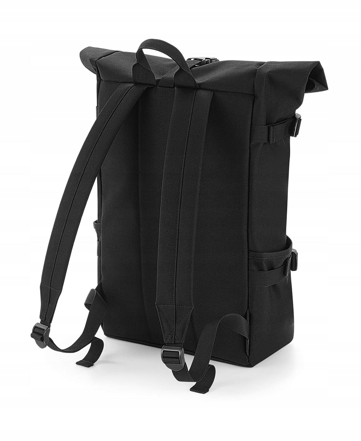 ROLL-TOP BACKPACK DAILY URBAN LARGE LIGHTWEIGHT FOR LAPTOP 17" BLACK Brand BagBase