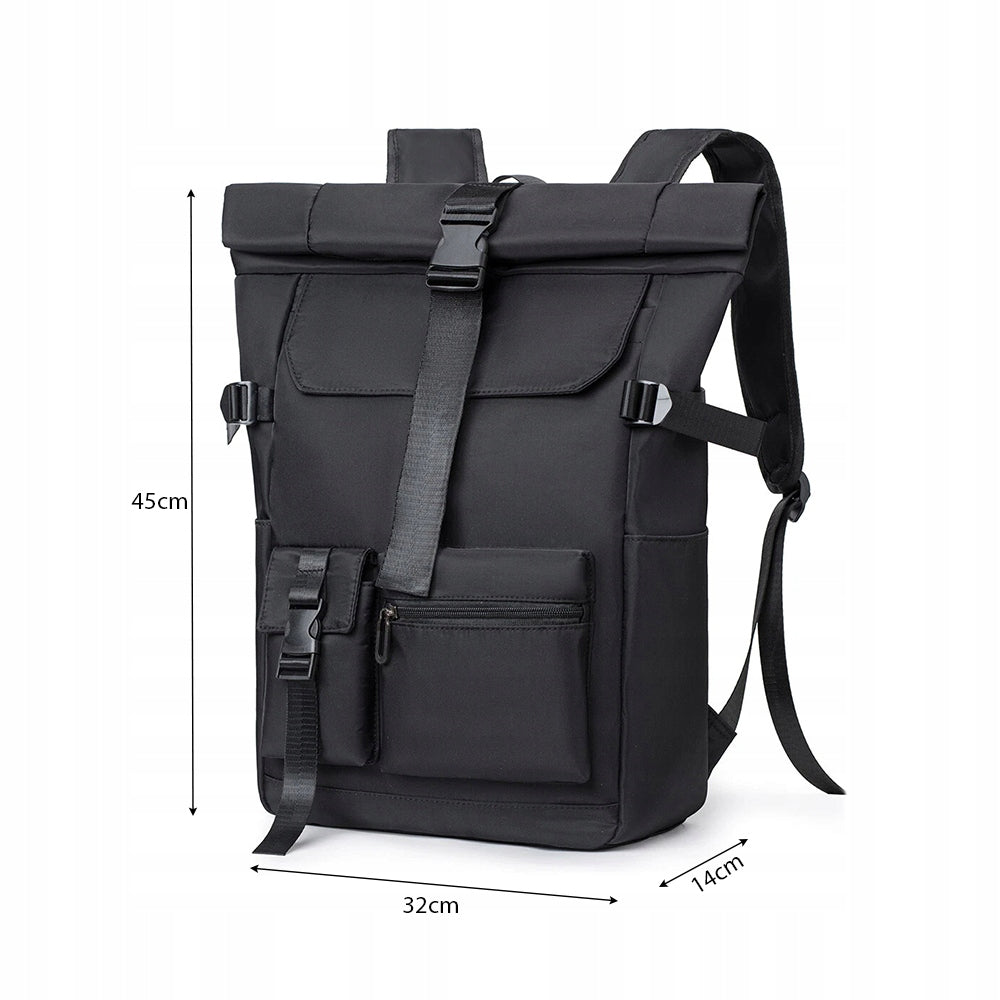 ROLL-TOP BACKPACK DAILY URBAN LIGHTWEIGHT FOR LAPTOP Backpack Black Main pattern plain