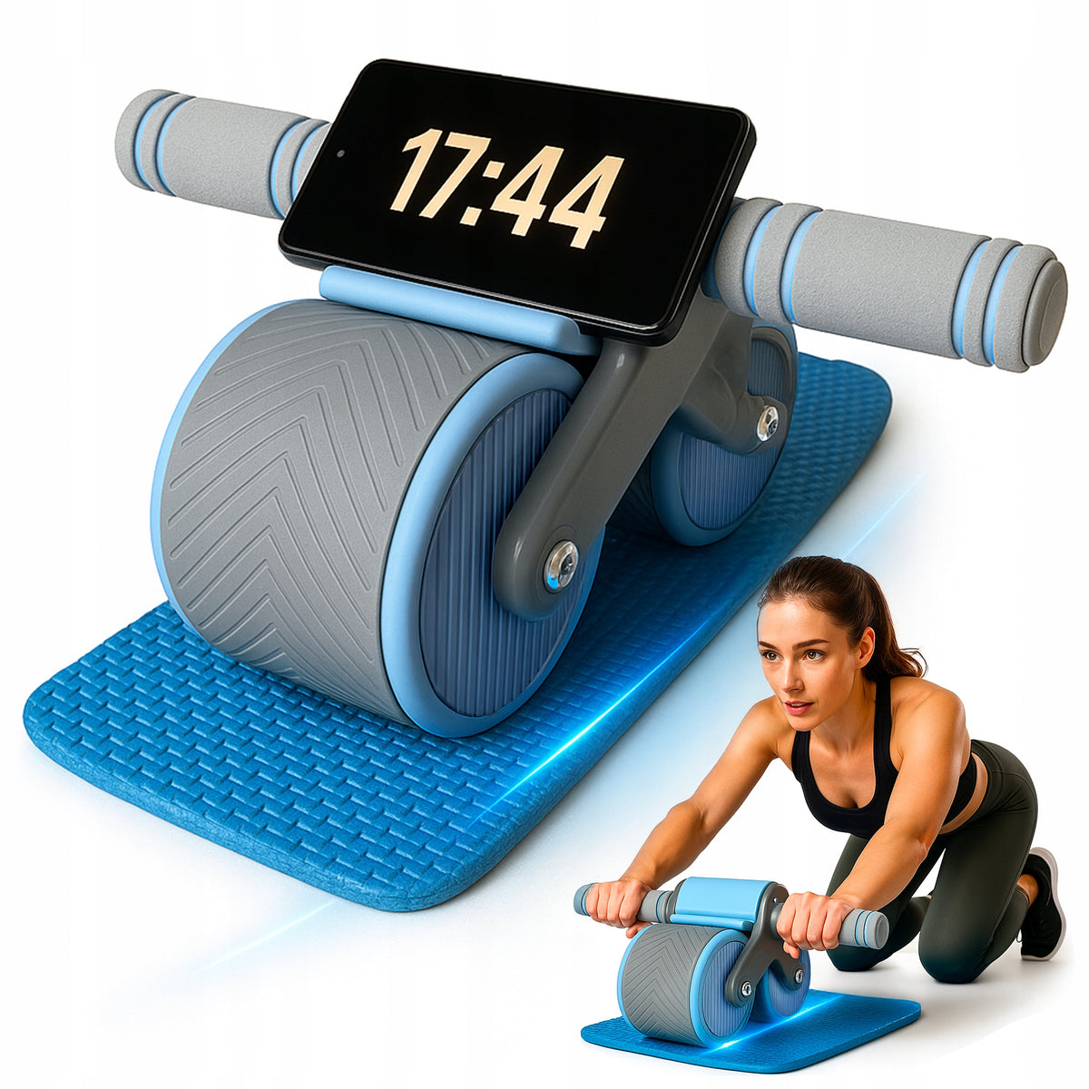 ROLLER ABDOMINAL MUSCLE EXERCISE WHEEL AB WHEEL training with knee mat