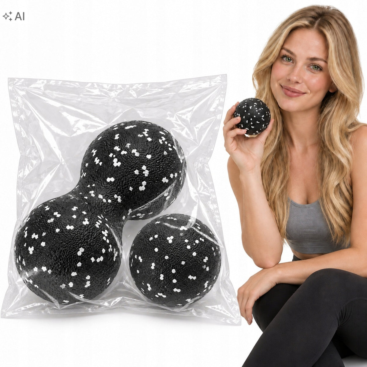 ROLLER BALL DOUBLE DUOBALL FOR MASSAGE RELAXING HARD + ROUND 8CM