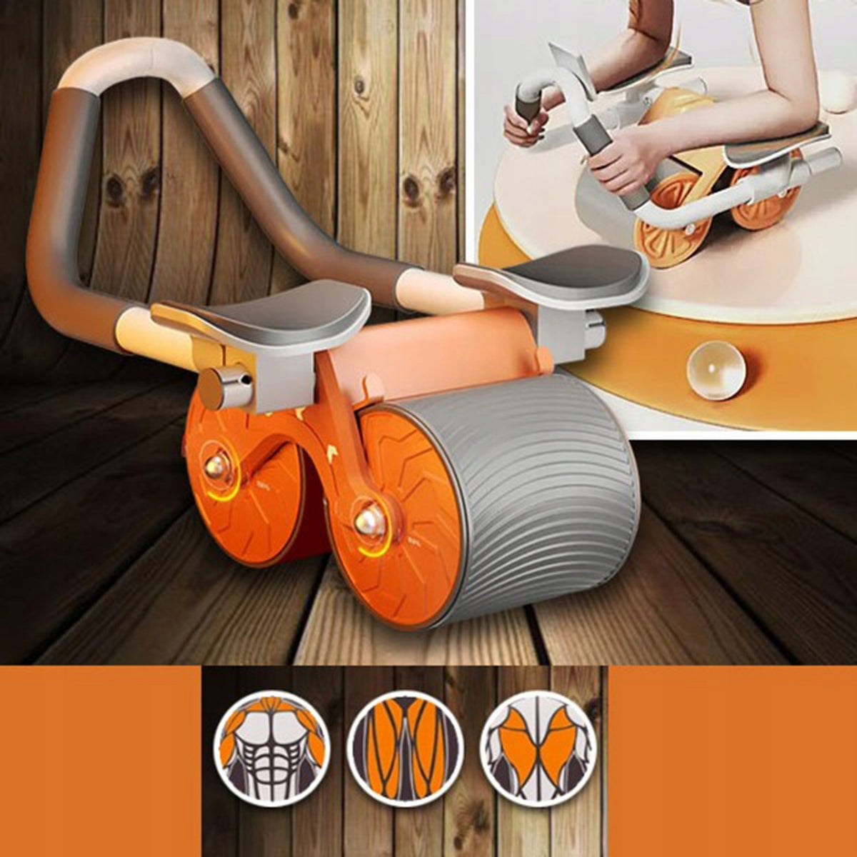 ROLLER BELLY EXERCISE WHEEL with Shoulder Holder Automatic Handle Packaging status original