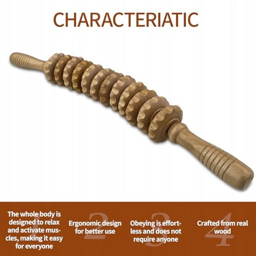 ROLLER FASCIA MASSAGER WOODEN BEECH FOR ABDOMINAL LEG BODY HOME Manufacturer code Bez marki