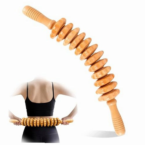 ROLLER FASCIA MASSAGER WOODEN BEECH FOR ABDOMINAL LEG BODY HOME