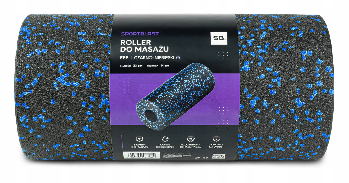 ROLLER FOR REHABILITATION MASSAGE AND EXERCISES FOAM SMOOTH EPP 33CM Manufacturer code DS615BLACK-BLUE
