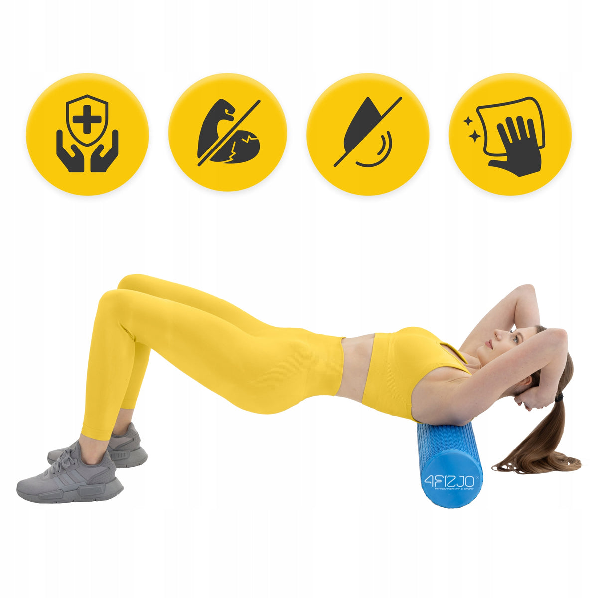 ROLLER FOR REHABILITATION MASSAGE WITH PROJECTIONS MEDIUM HARD 60CM Brand 4FIZJO