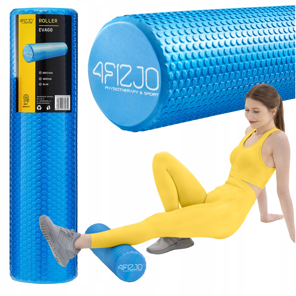 ROLLER FOR REHABILITATION MASSAGE WITH PROJECTIONS MEDIUM HARD 60CM