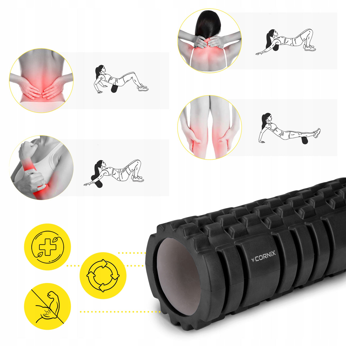 ROLLER MASSAGE ROLLER 45cm CORNIX HARD BACK LEG MUSCLE PAIN REGENERATION Manufacturer code XR-0038