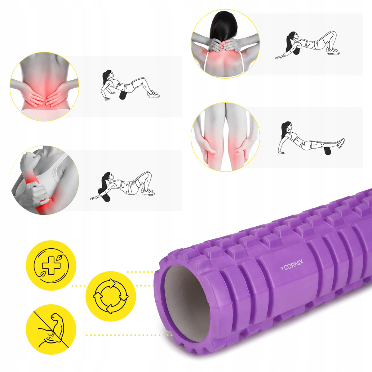 ROLLER MASSAGE ROLLER 45cm CORNIX HARD BACK LEG MUSCLE PAIN REGENERATION Manufacturer code XR-0042