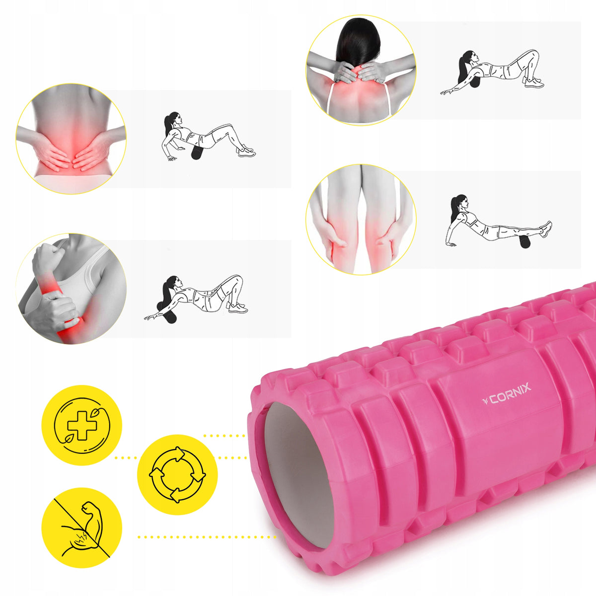 ROLLER MASSAGE ROLLER 45cm CORNIX HARD BACK LEG MUSCLE PAIN REGENERATION Manufacturer code XR-0043