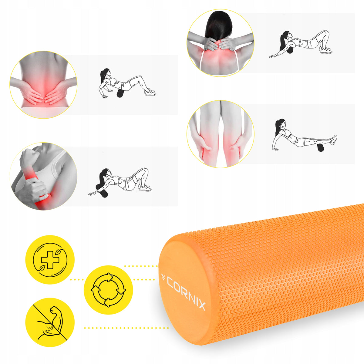 ROLLER MASSAGE ROLLER CORNIX 60 CM WITH PROJECTIONS MEDIUM HARD REGENERATION Packaging status original