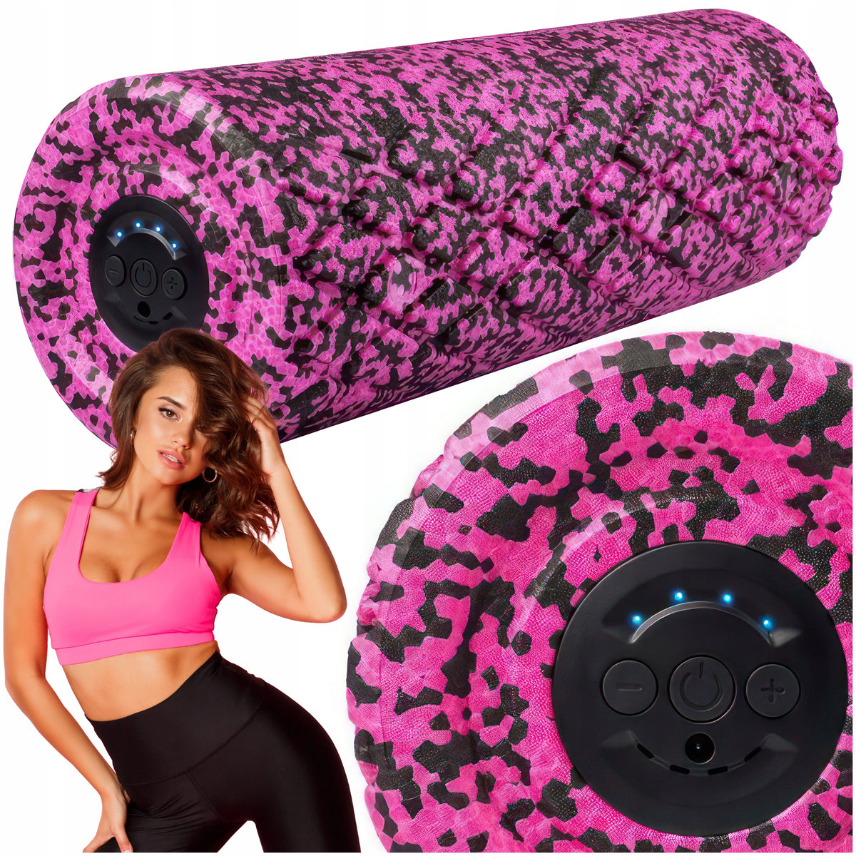 ROLLER MASSAGER VIBRATING ROLLER WITH PROJECTIONS FOR LEG BACK EXERCISES MASSAGE
