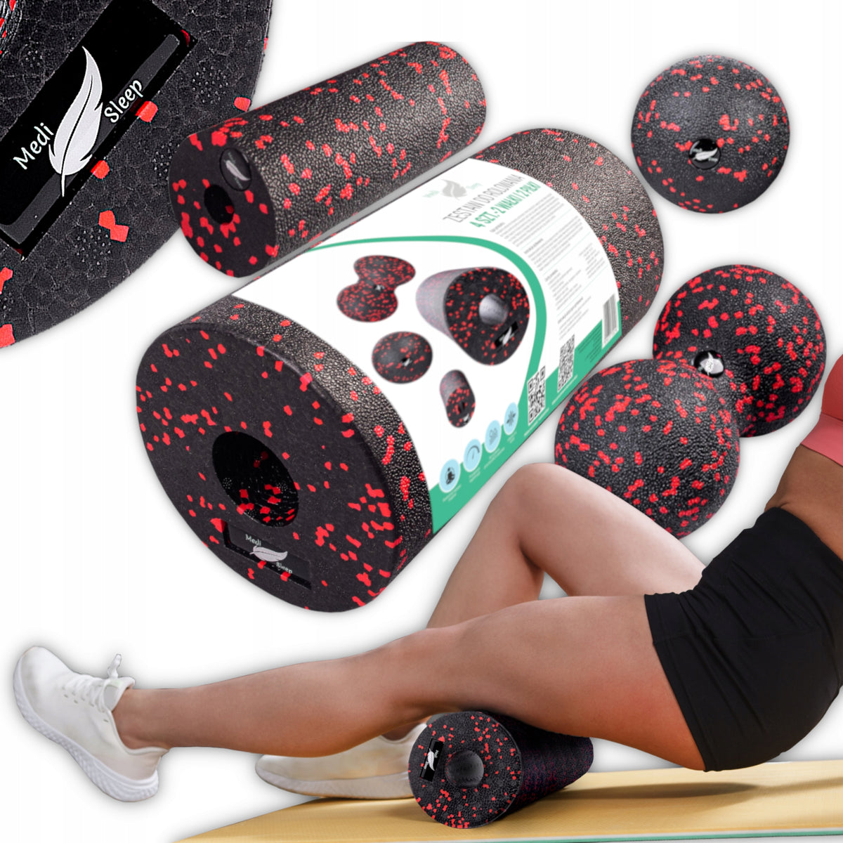 ROLLER SET EPP FOAM ROLLER + BALL + DUOBALL FOR MASSAGE 4pcs