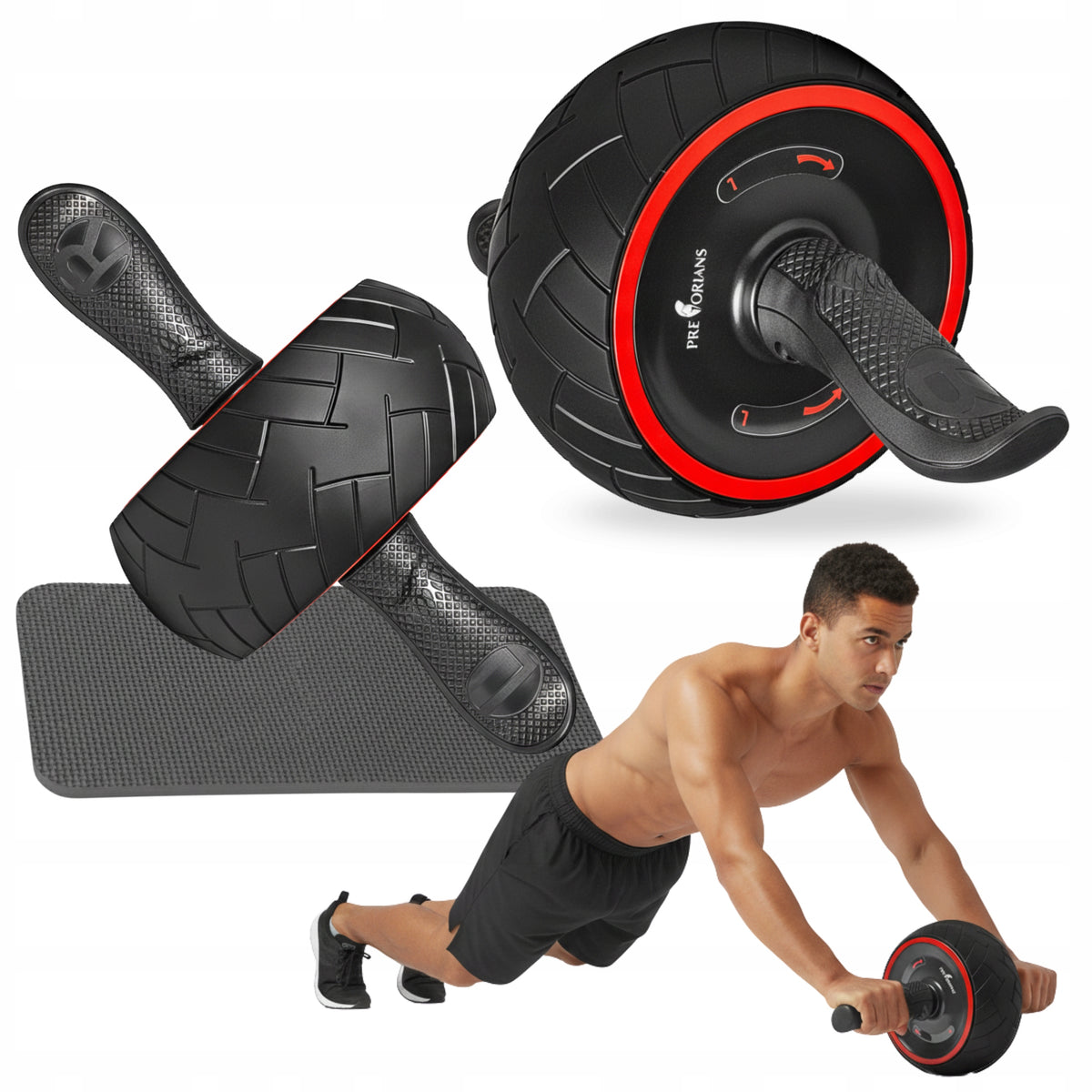 ROLLER WHEEL FOR ABDOMINAL MUSCLE EXERCISES AB WHEEL ASSIST FUNCTION + MAT