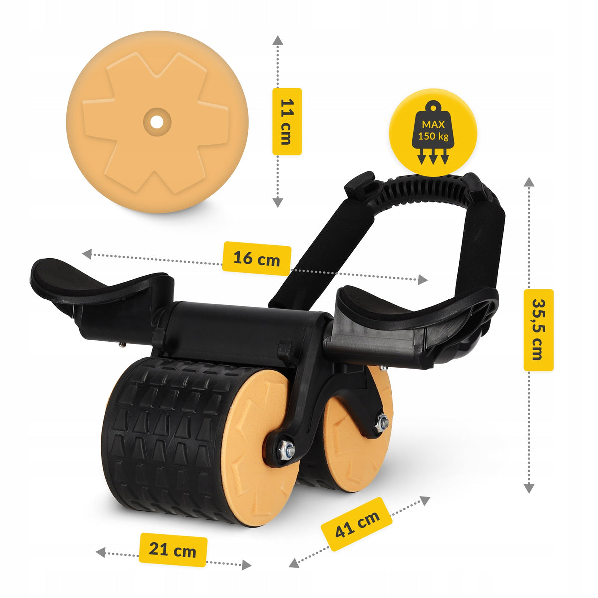 ROLLER WHEEL FOR ABDOMINAL MUSCLE EXERCISES PILATES DOUBLE AB WHEEL ULTRA EAN (GTIN) 5905973402217
