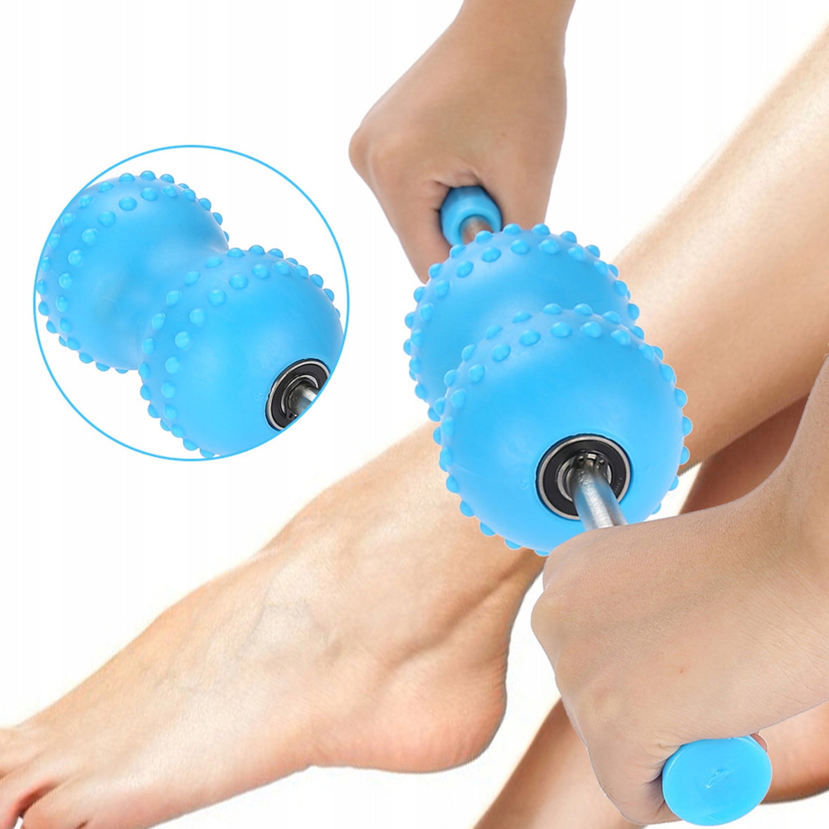 ROLLER WITH PROJECTIONS ROLLER WITH HAND GRIPS FOR THE BODY OF THE BACK LEGS FOR MASSAGE