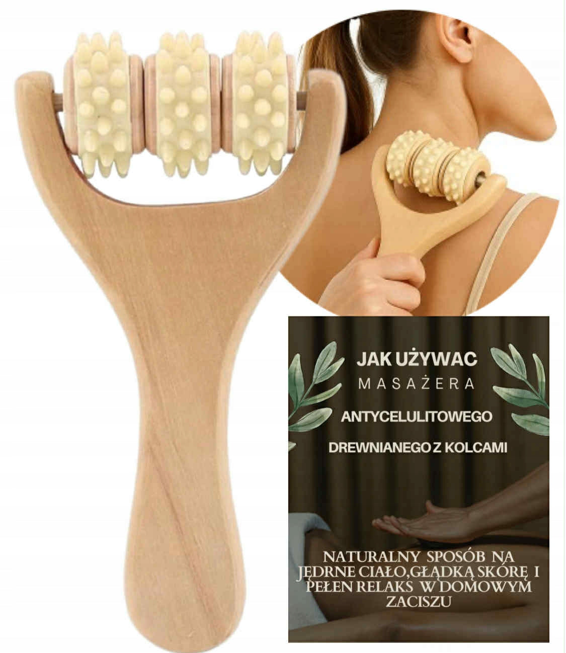 ROLLER WOODEN MASSAGER FOR THE WHOLE BODY + EBOOK Massage Techniques