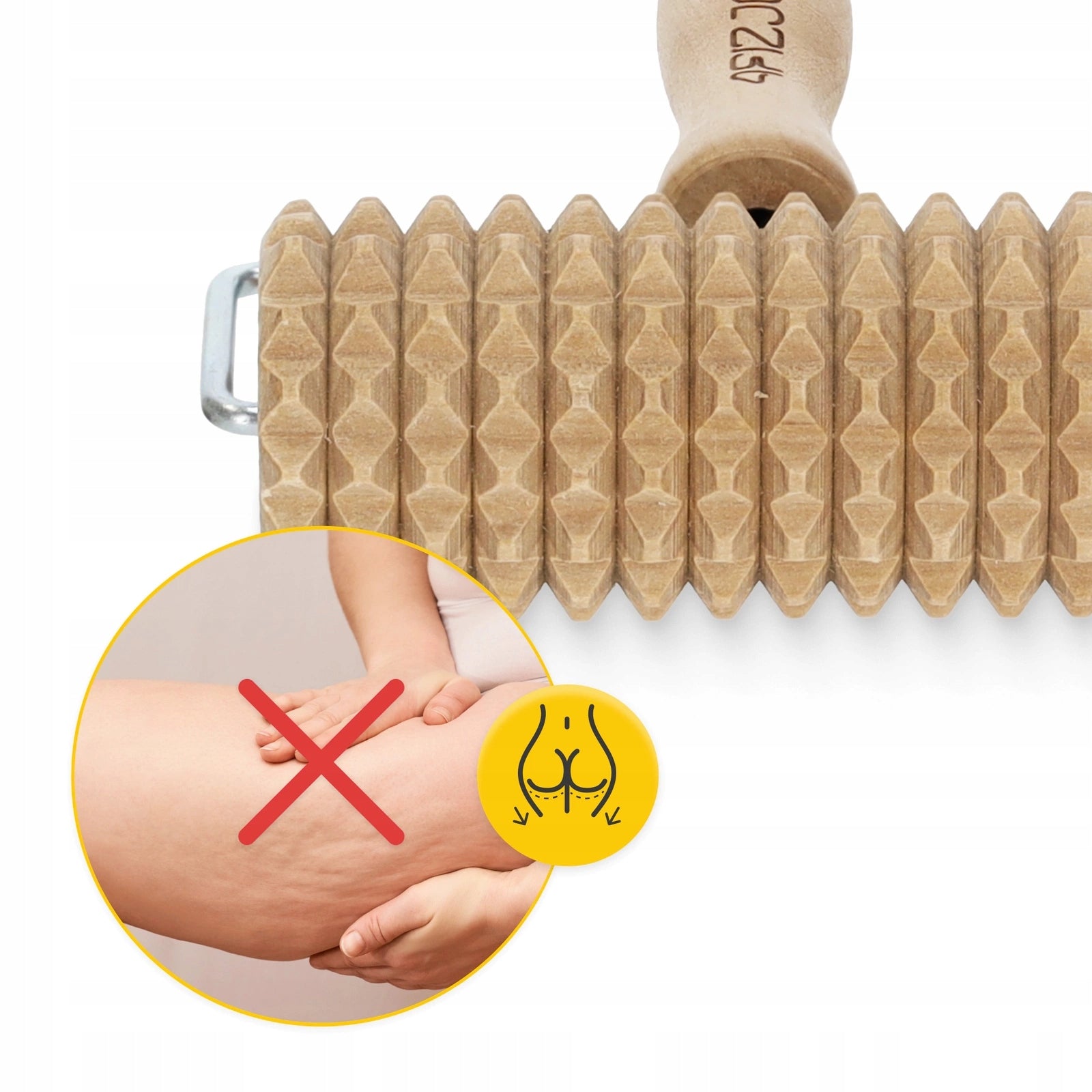 ROLLER WOODEN MASSAGER WITH BODY HANDLE ANTI-CELLULITE MASSAGE Color brown