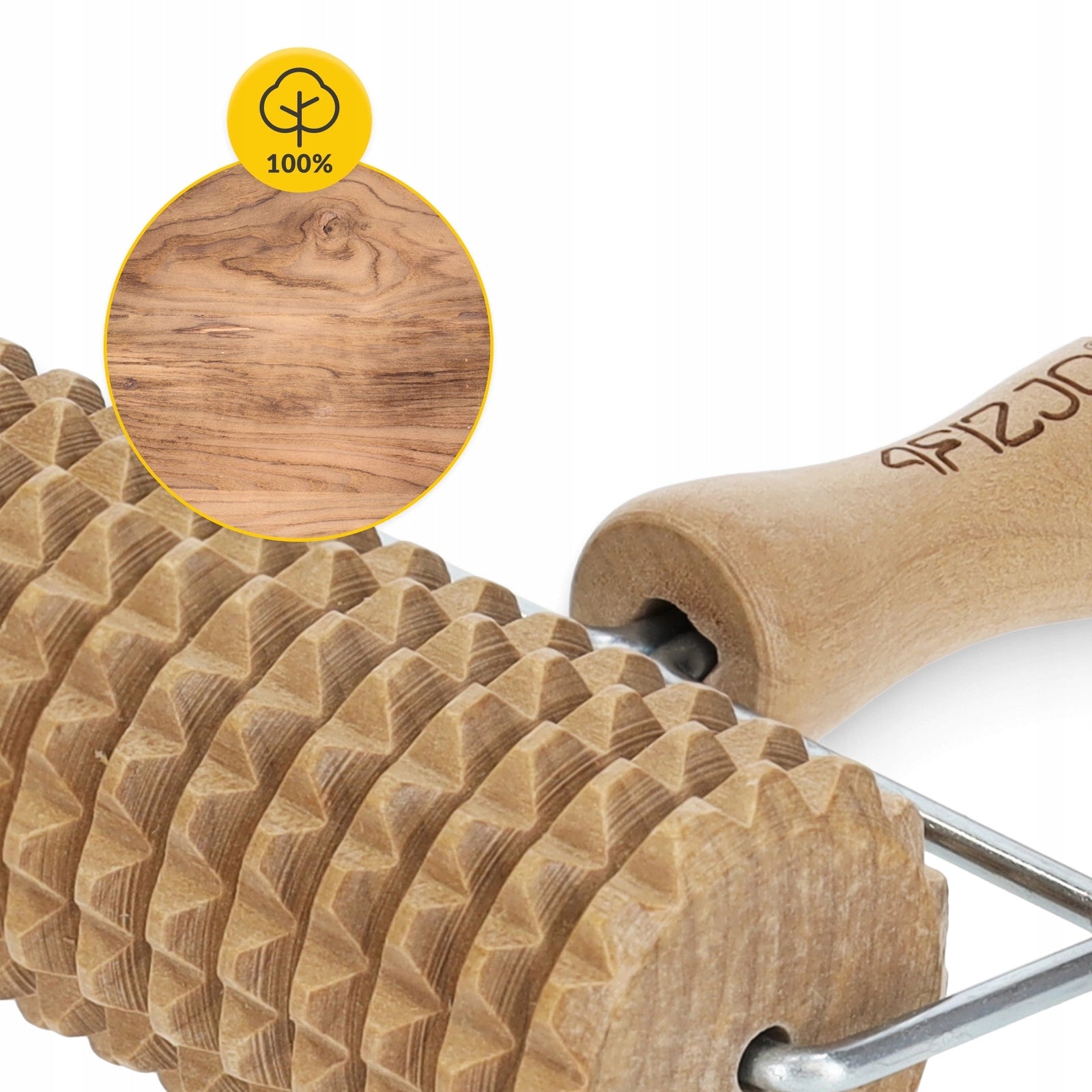 ROLLER WOODEN MASSAGER WITH BODY HANDLE ANTI-CELLULITE MASSAGE Packaging status original