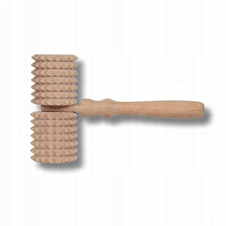 ROLLER WOODEN MASSAGER WITH HANDLE DOUBLE ROLLER