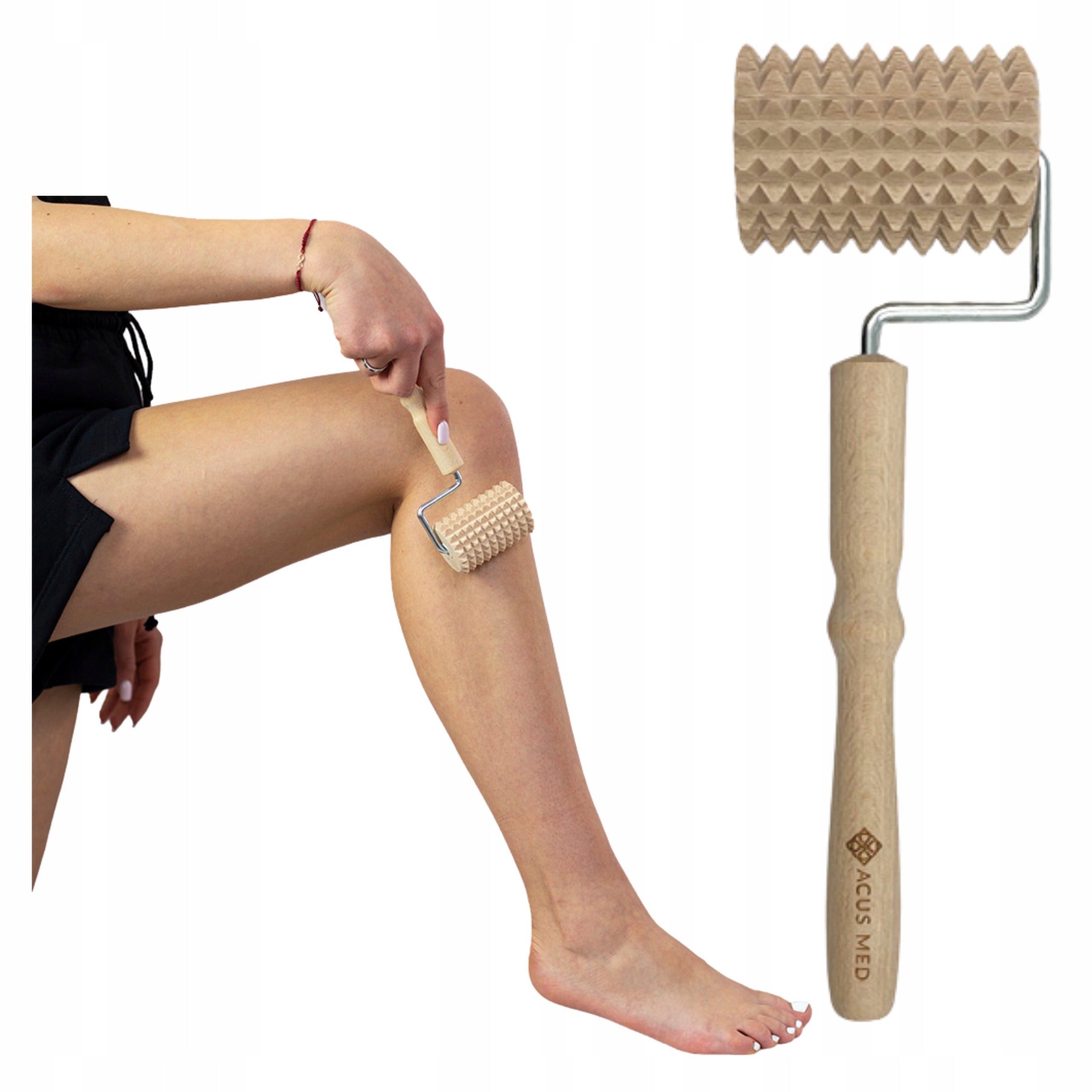 ROLLER WOODEN MASSAGER WITH HANDLE ECO-FRIENDLY PL
