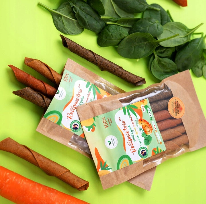 ROLLSY VEGETABLE SNACKS 3 FLAVORS SPINACH PUMPKIN CARROT 50g Manufacturer code 5904024000488