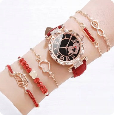 ROMA RED watch + 5 bracelets GORGEOUS Brand no brand