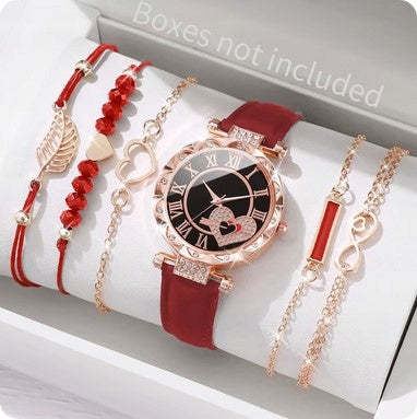 ROMA RED watch + 5 bracelets GORGEOUS
