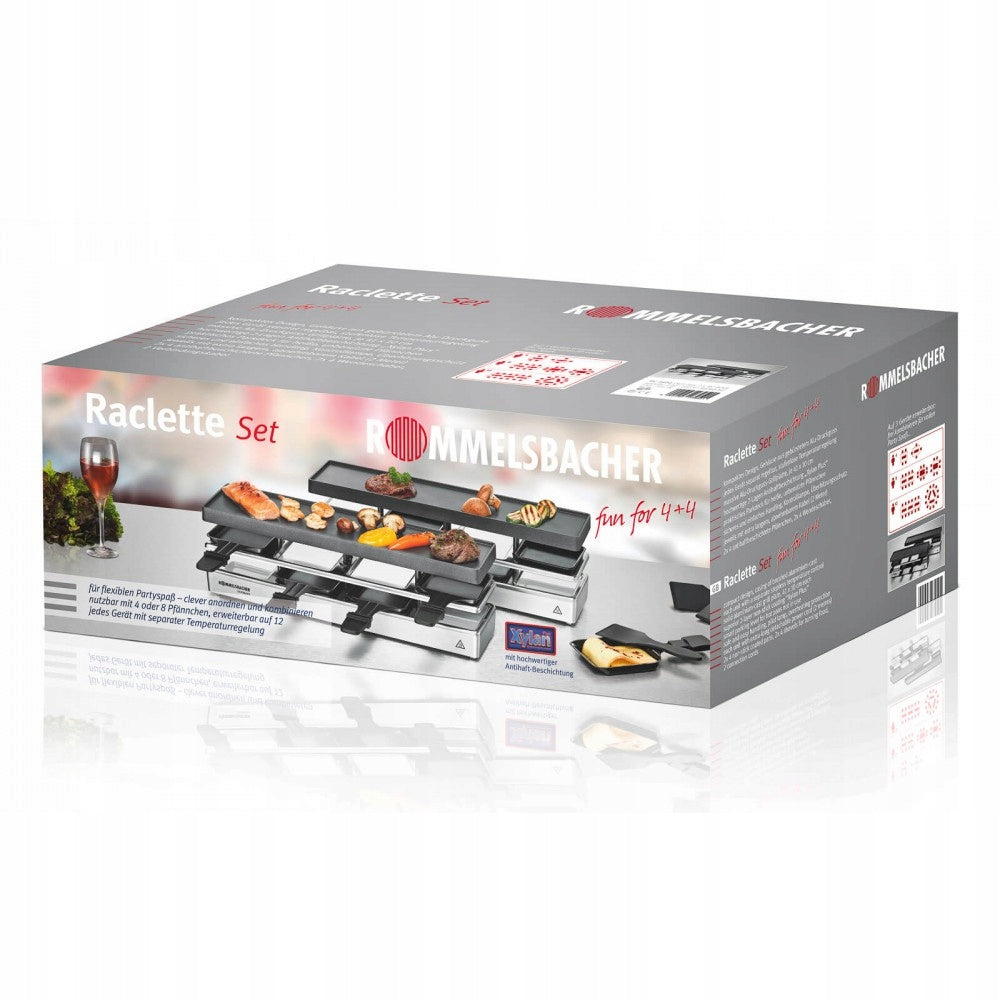 ROMMELSBACHER RC 1600 raclette table grill 4+4 1590 W Xylan Plus
