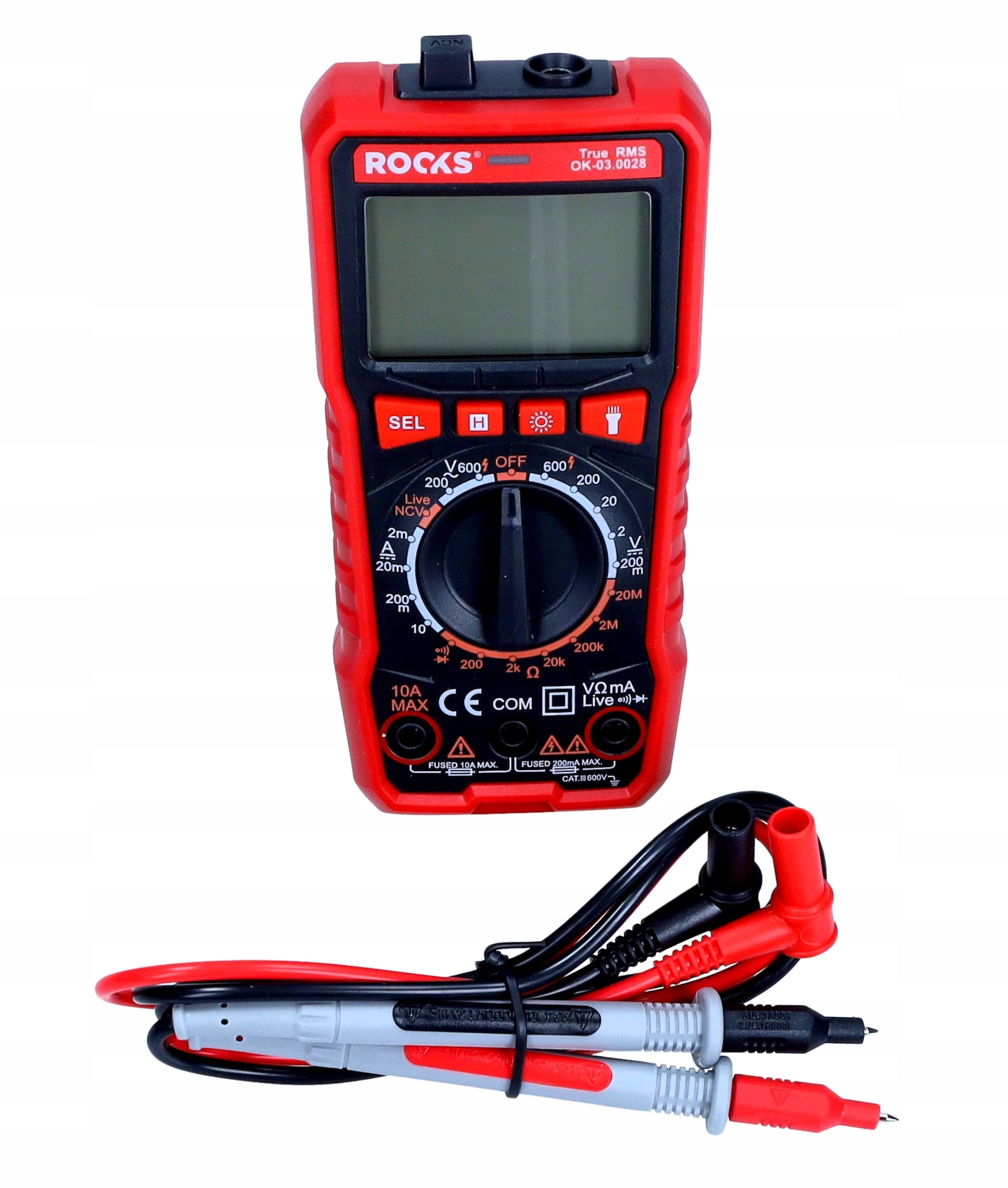 ROOKS BASIC digital multimeter, LED-NCV SYSTEM, TRUE RMS, AC/DC measurement 600V Manufacturer code OK-03.0028