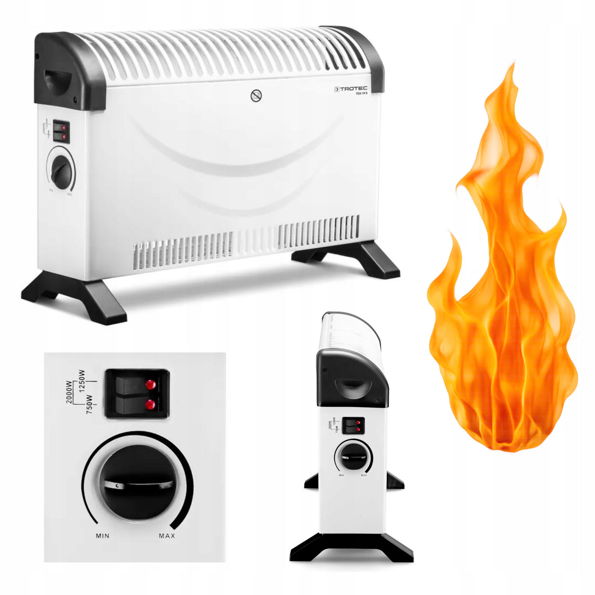 ROOM CONVECTOR ELECTRIC HEATER 2000W THERMOSTAT