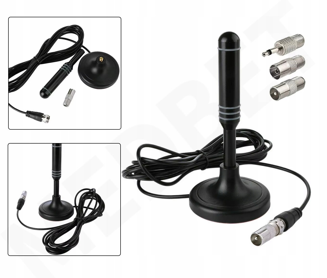 ROOM RADIO ANTENNA FM METAL + 4 ADAPTERS FOR CINEMA TOWER RADIO ETC Packaging status original