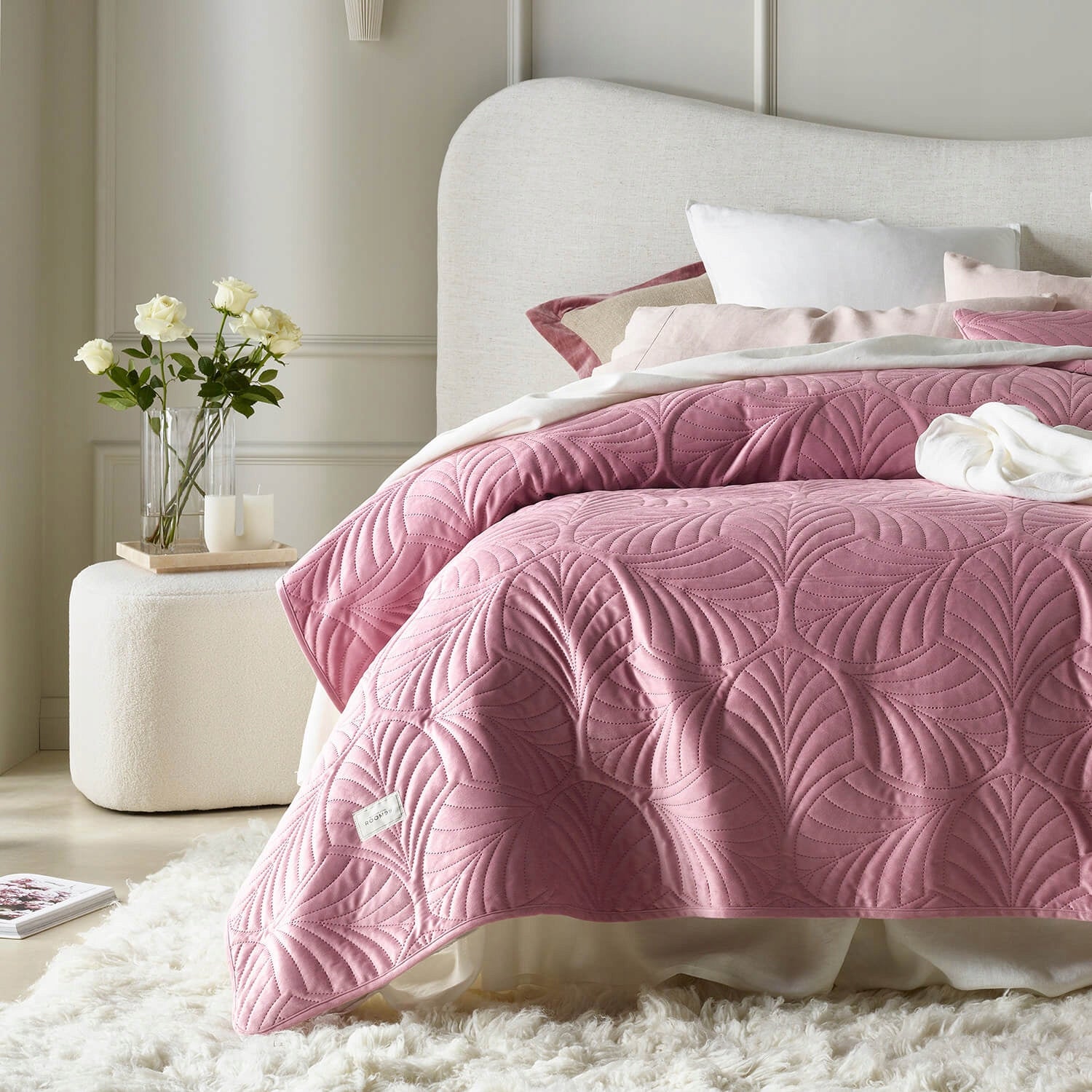 ROOM99 Bedspread 170x210 pink Indian velour sofa quilted Feel Packaging status original