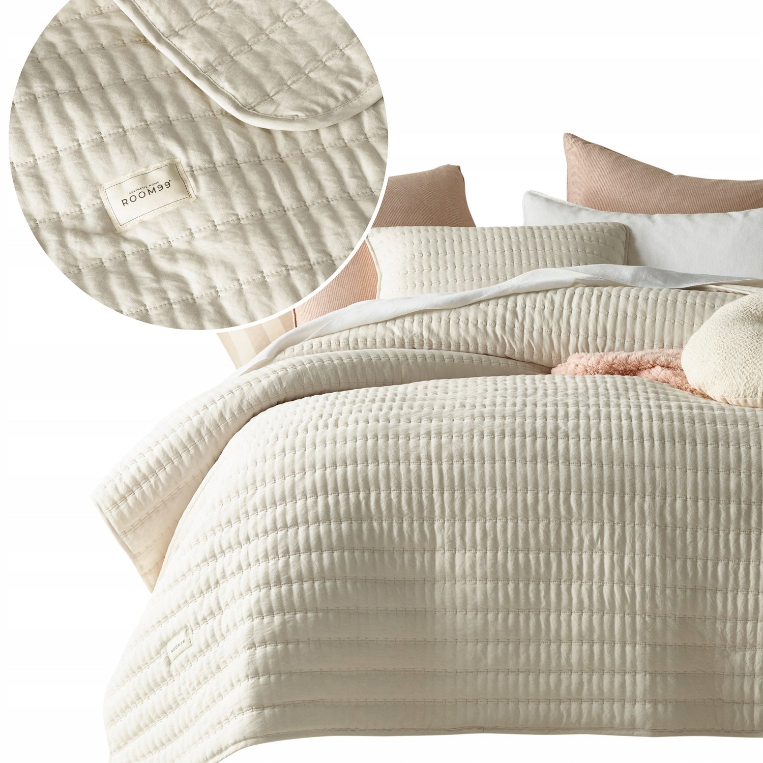 ROOM99 Bedspread 220x240 beige for sofa quilted for bedroom Mùse