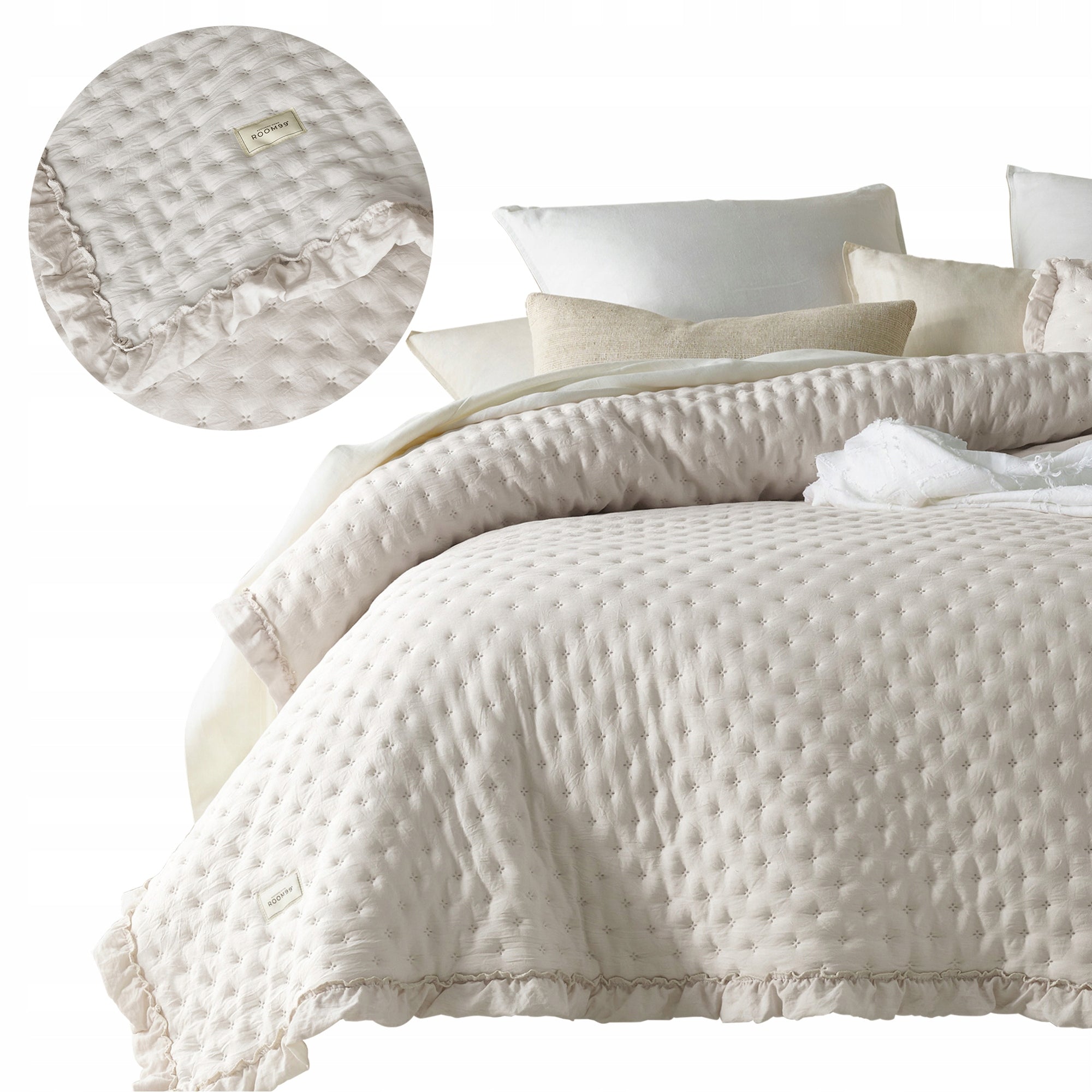 ROOM99 Quilted bedspread 200x220 sofa bed cap with frill Molly Colors
