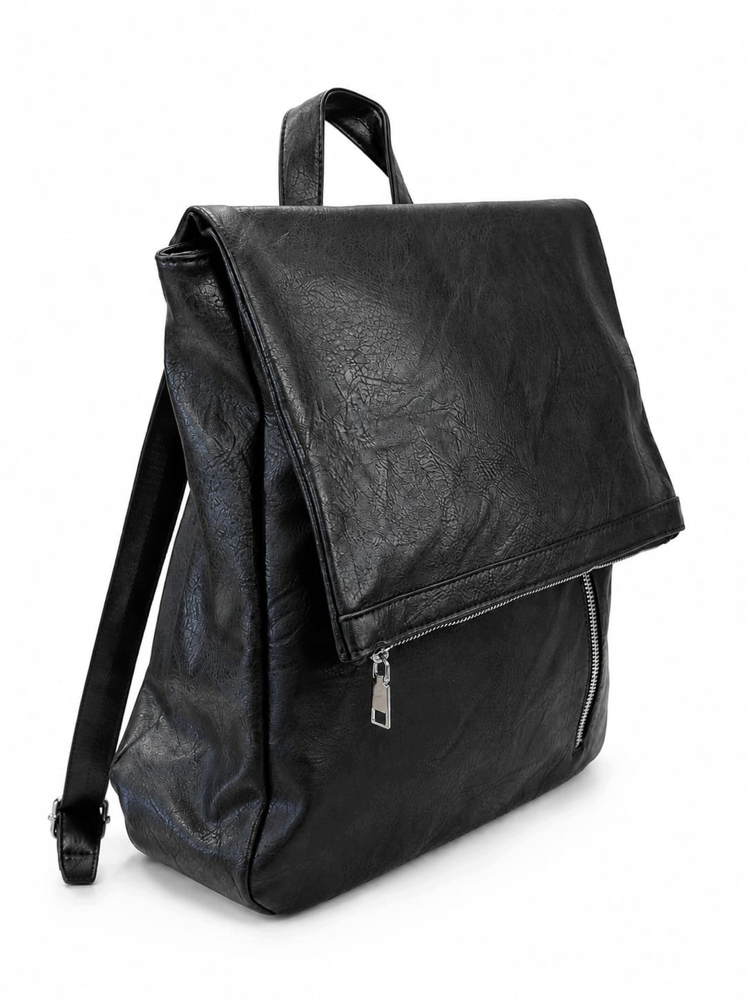 ROOMY BLACK ECO LEATHER WOMEN'S BACKPACK CLASSIC DESIGN Brand INT COMPANY
