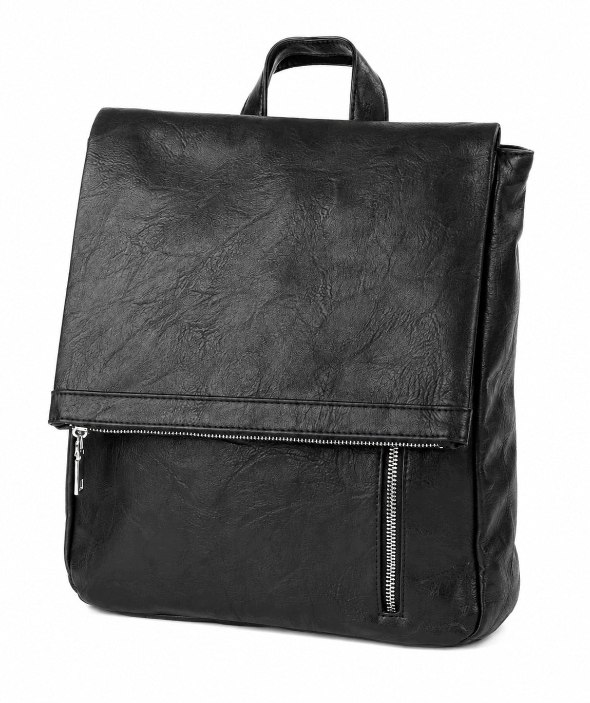 ROOMY BLACK ECO LEATHER WOMEN'S BACKPACK CLASSIC DESIGN