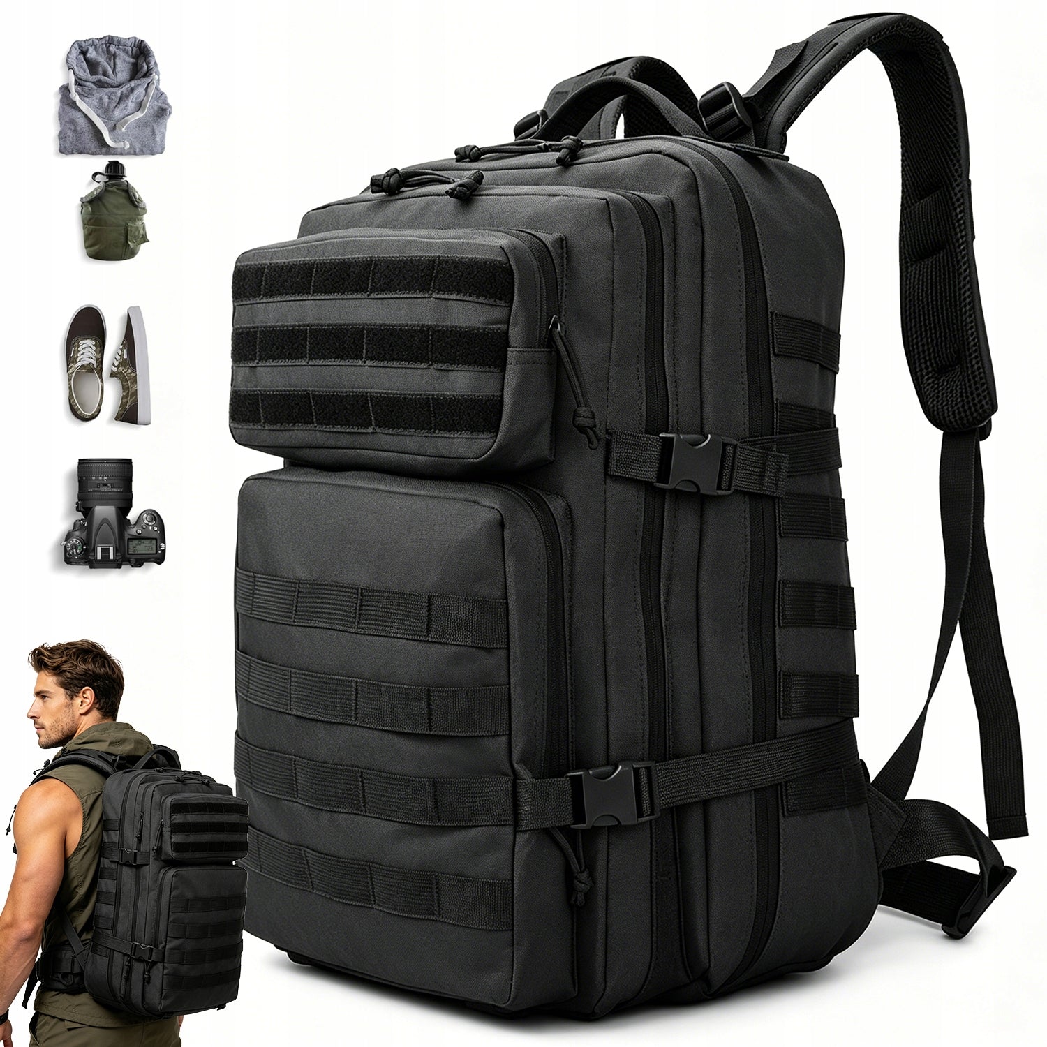 ROOMY CITY BACKPACK SPORTS HIKING SCHOOL WATERPROOF LAPTOP 45L