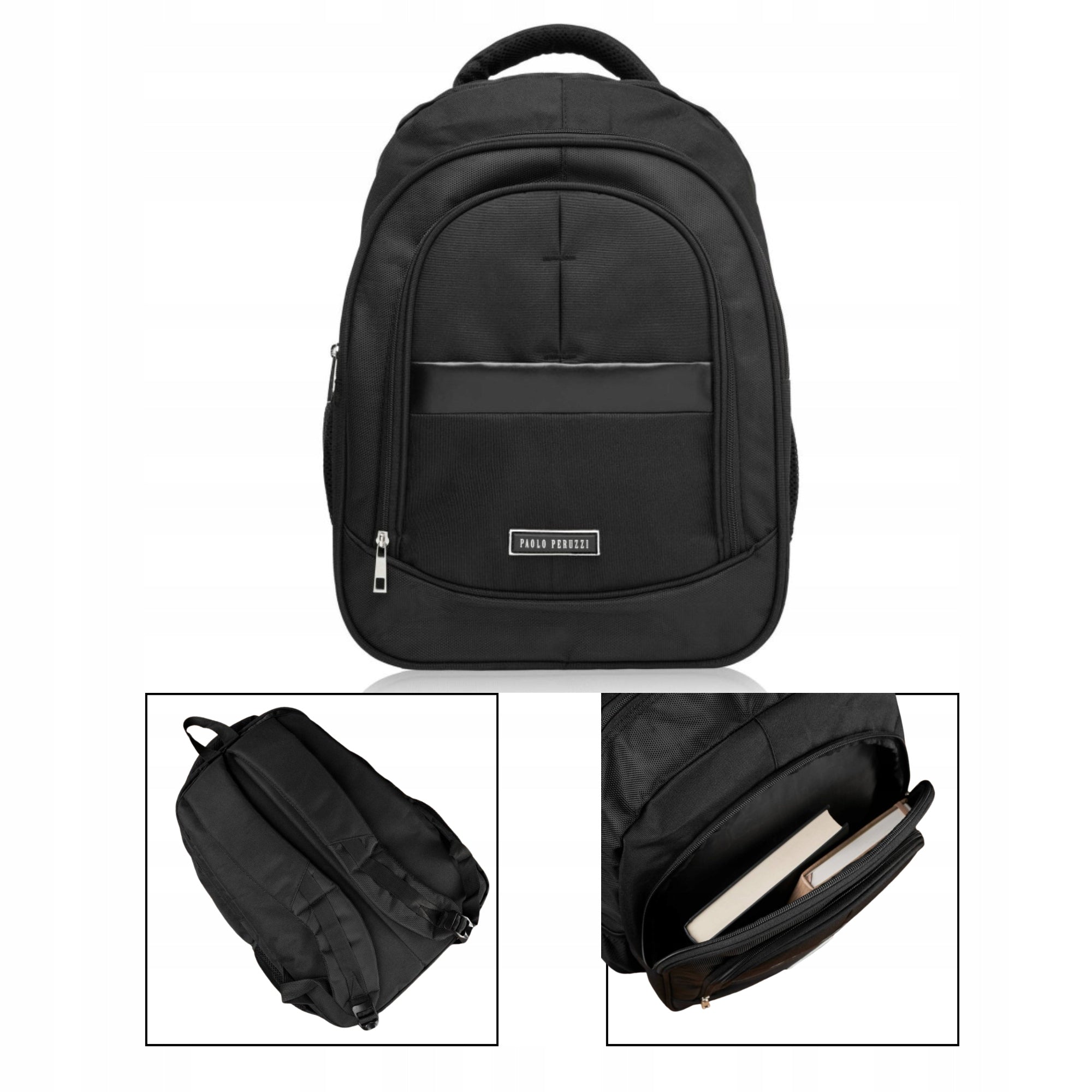 ROOMY COMFORTABLE BACKPACK FOR SCHOOL LAPTOP MEN BLACK