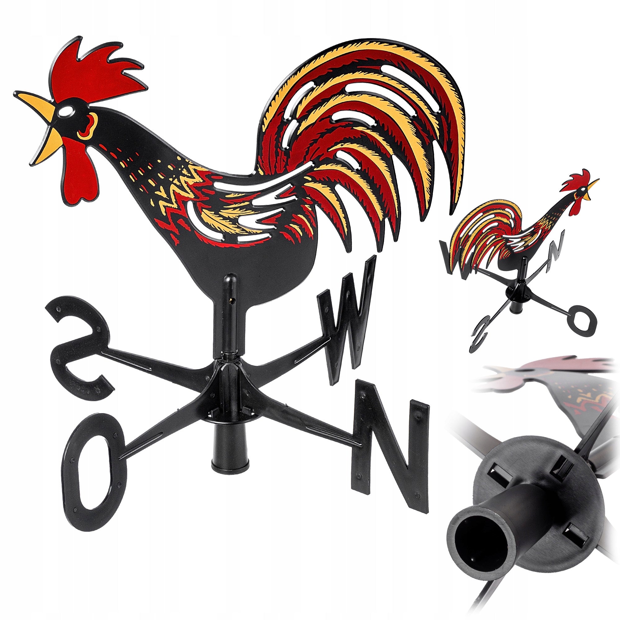 ROOSTER GARDEN WEATHER WINDMILL DECORATIVE WIND ROSE ROOF
