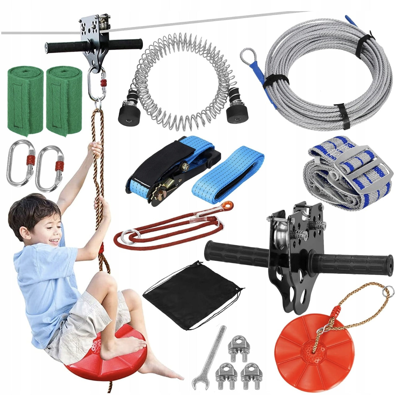 ROPE DOWNHILL FOR CHILDREN SOLID SAFETY SET 120kg 30m
