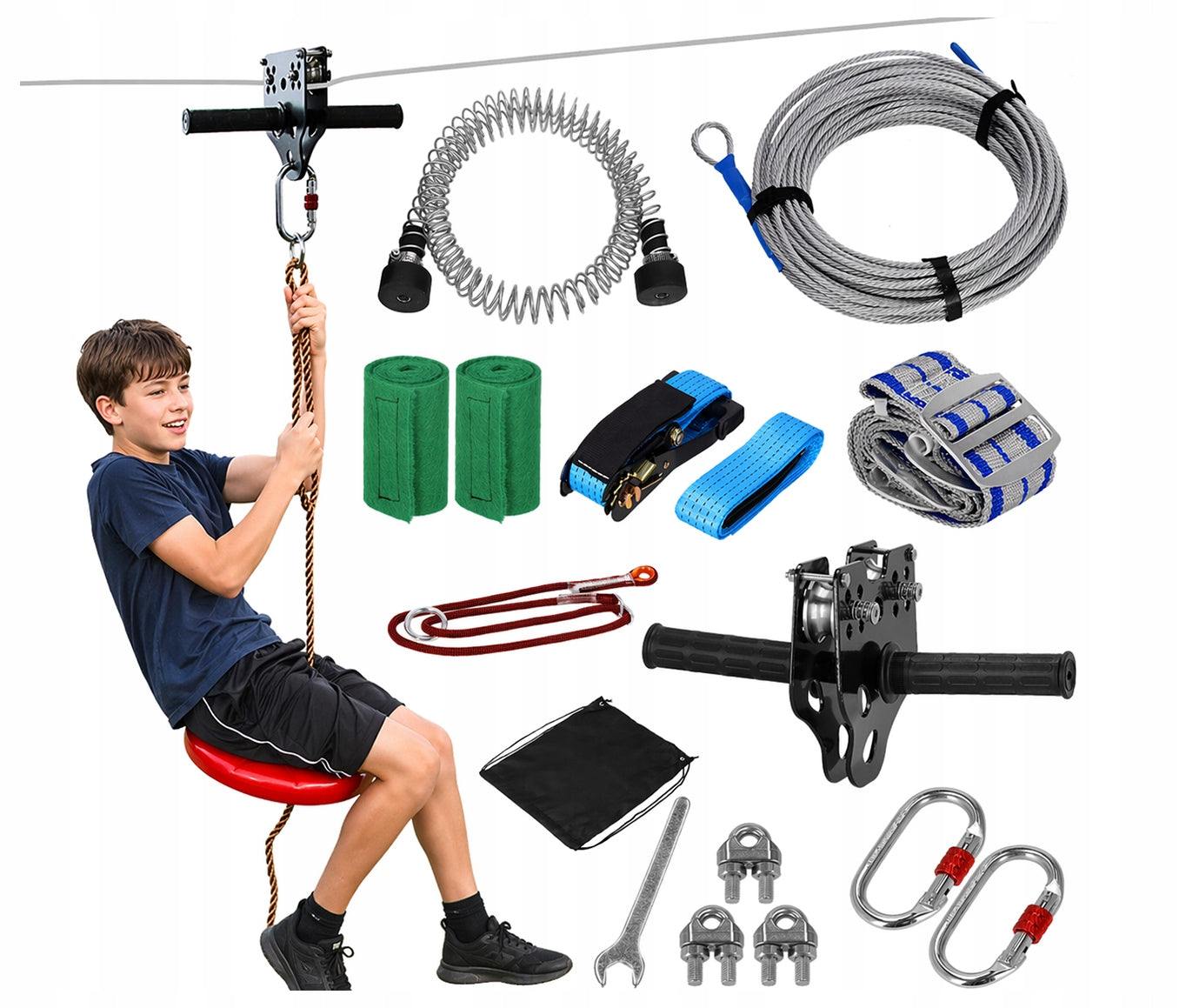 ROPE DOWNHILL FOR CHILDREN SOLID SAFETY SET 120kg 30m